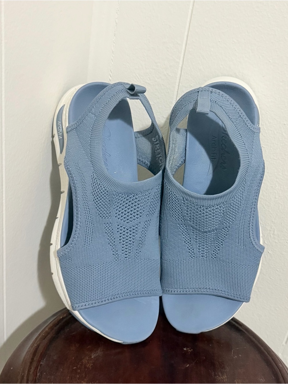 Women's Lightweight Knit Slingback Sandal in Dusty Blue - Picture 4 of 11